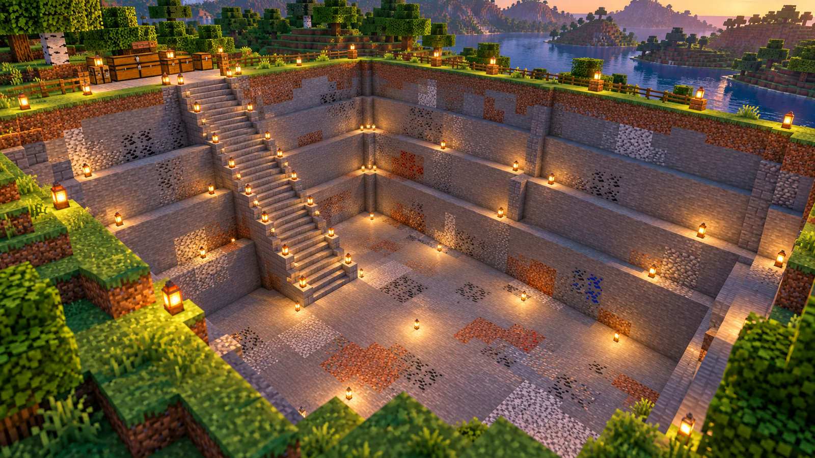 Concept illustration of a block-style excavation