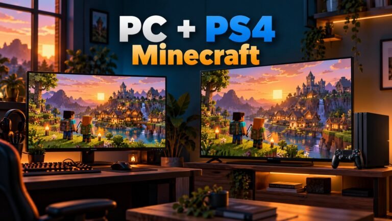 PC and PS4 Minecraft cross-play editorial illustration
