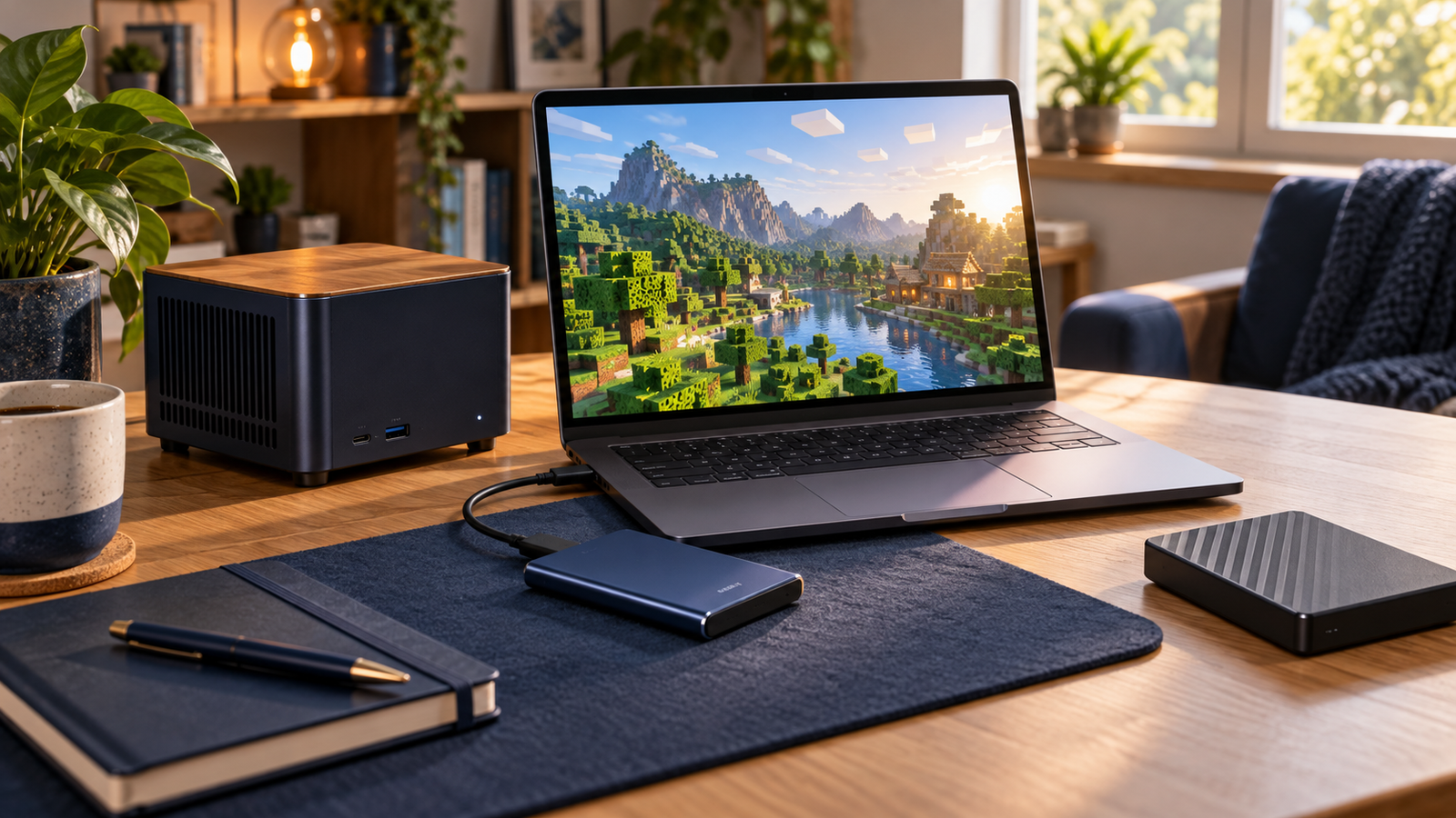 Concept gaming desk with backup storage