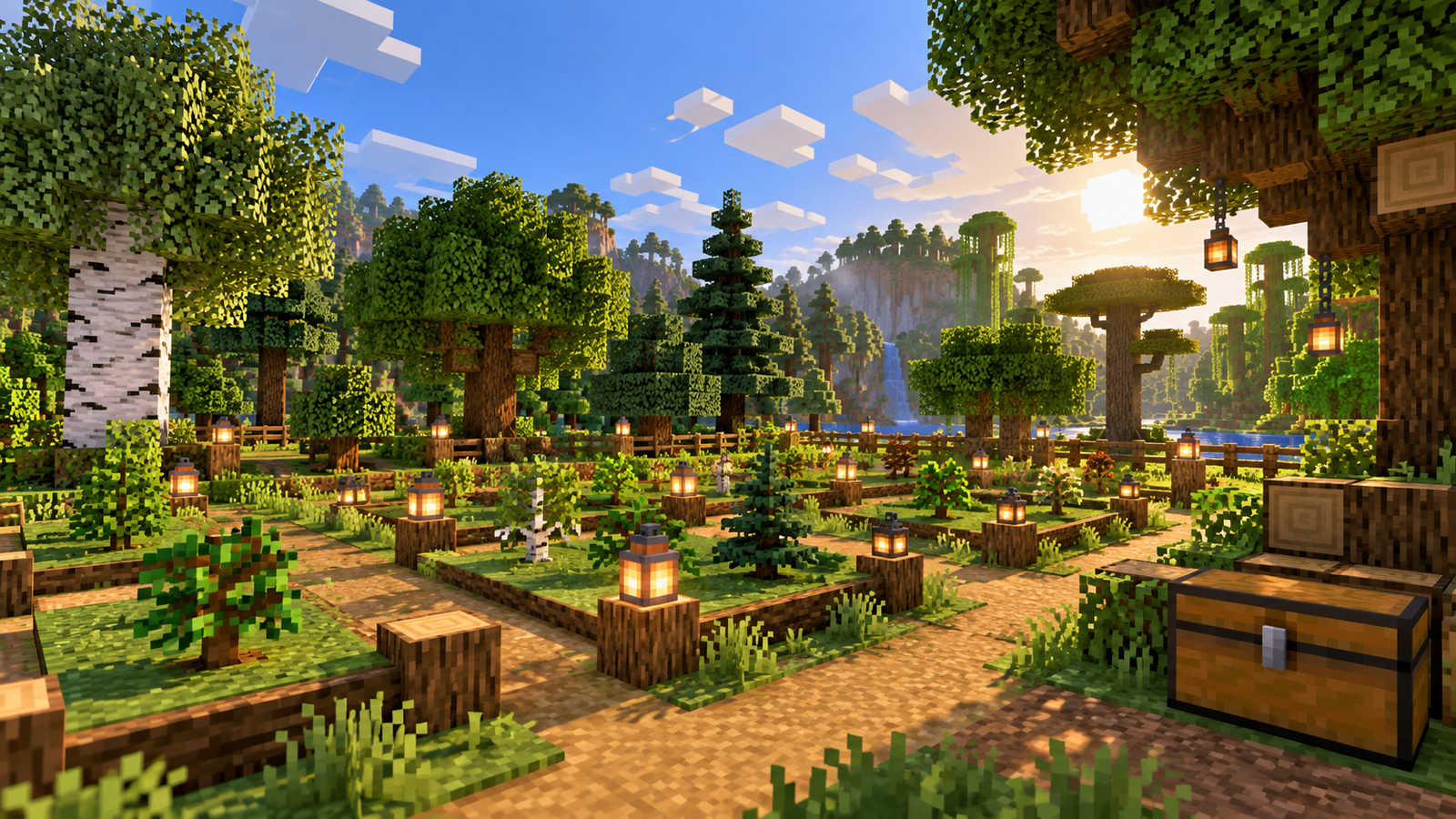 Concept illustration of a block-style tree nursery